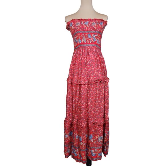 NWT Zesica Boho Floral Paisley Print Large Strapless Dress - Picture 1 of 5